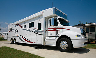 A diesel style class A  white RV